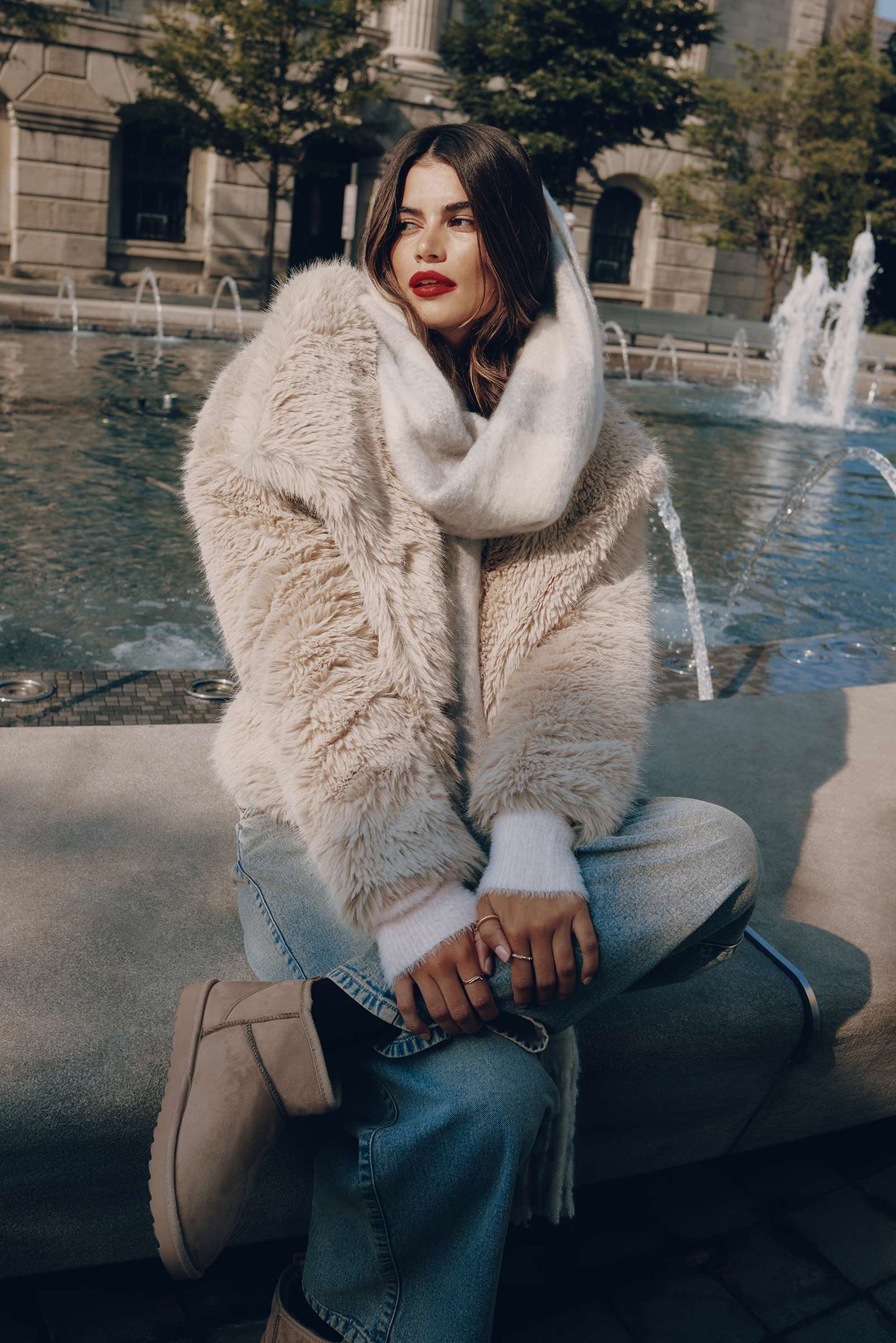Soho – faux fur winterjas met oversized kraag en zachte voering