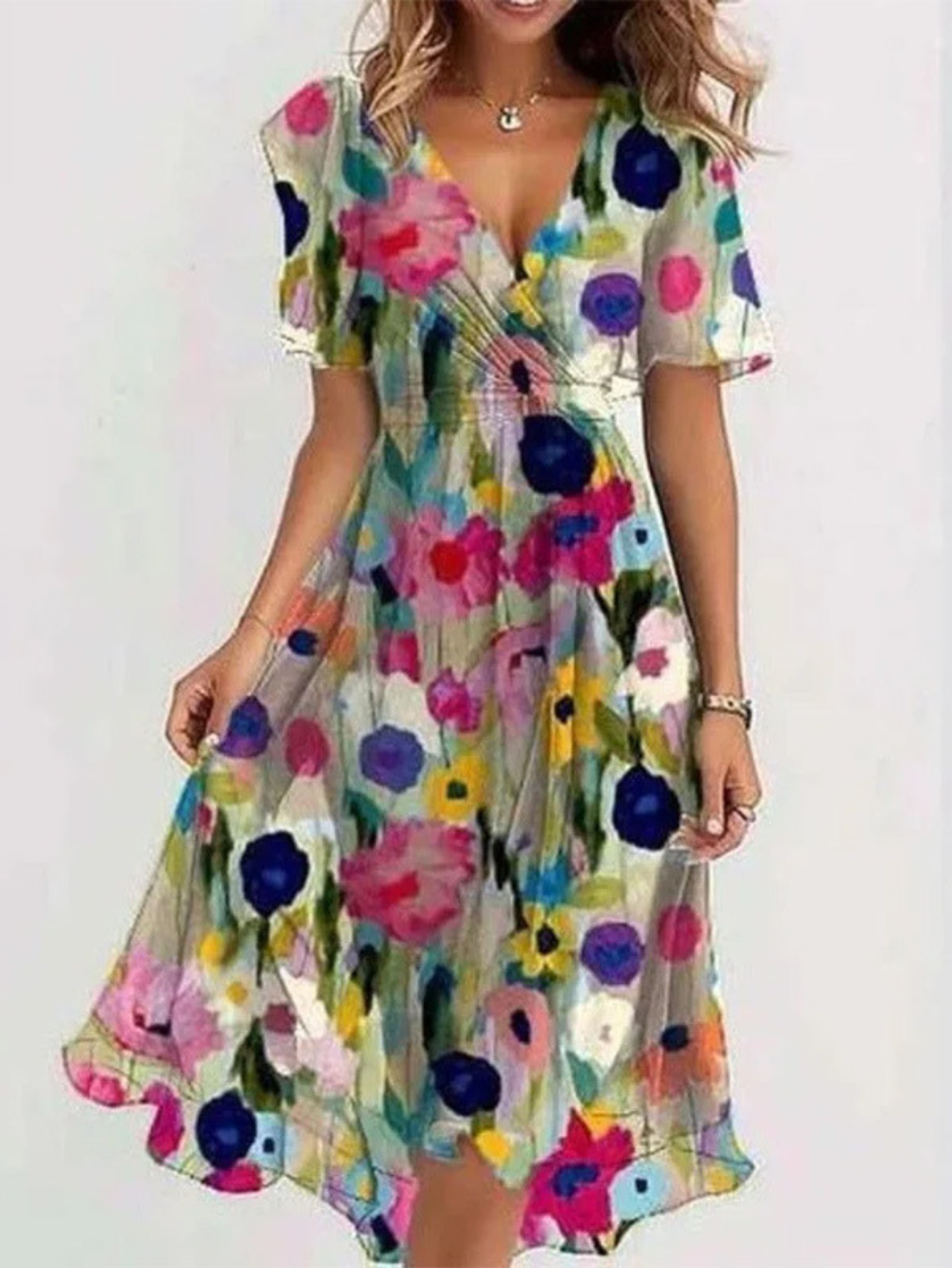 Yara Sunset – Boho zomerse print jurk met vloeiende A-lijn