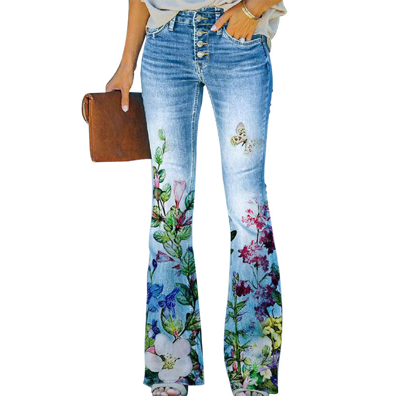 Luna – flare-jeans met hoge taille en dubbele knoopsluiting