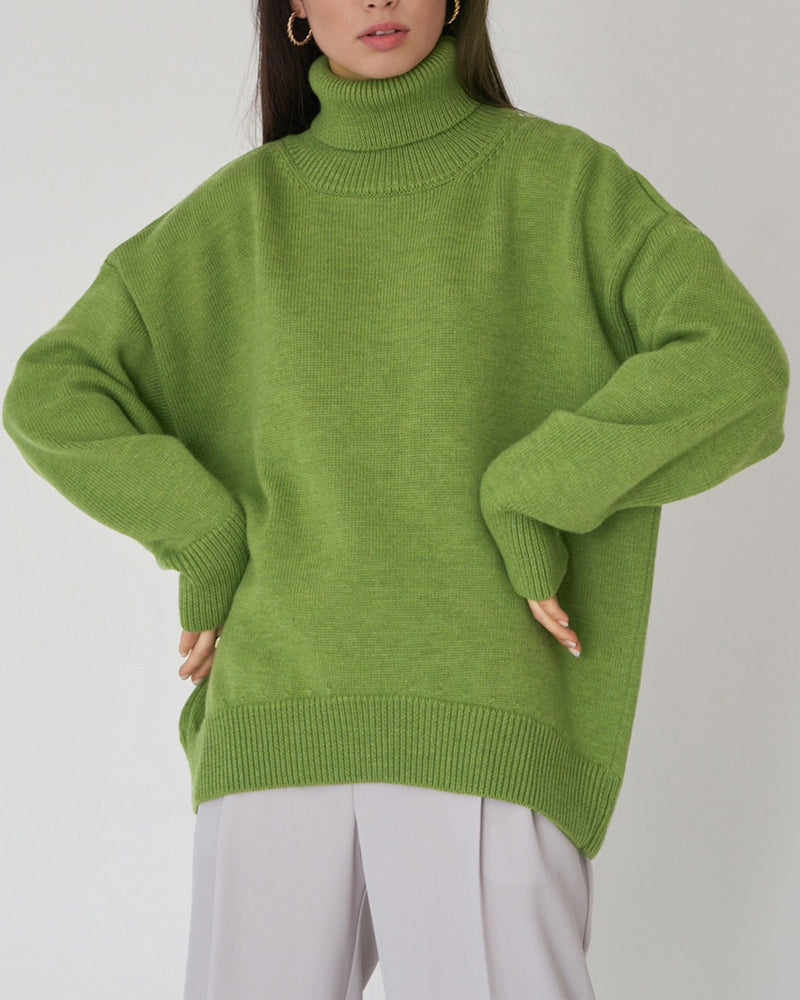 Femke – oversized cotton coltrui met lange mouwen en heuplengte