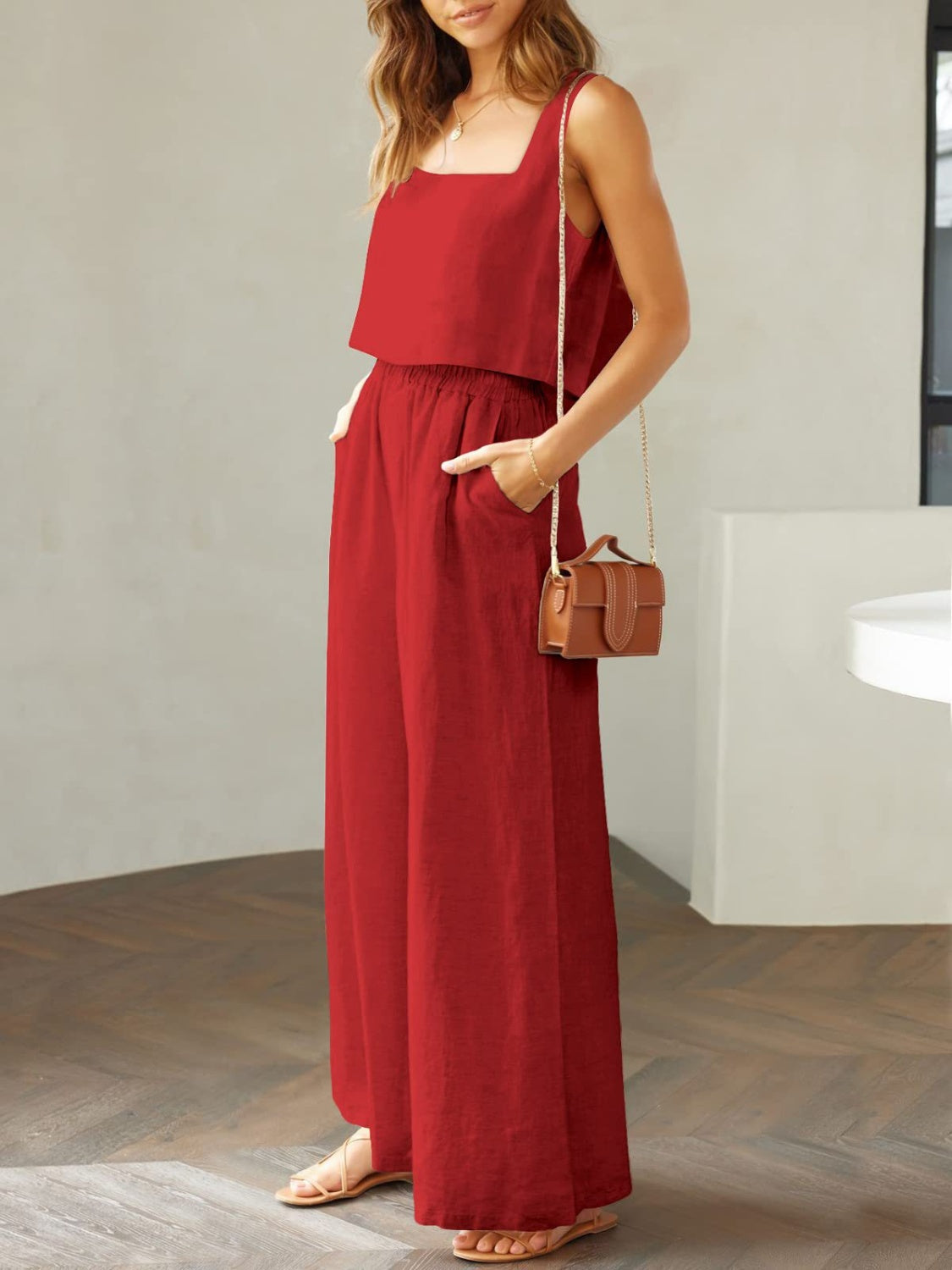 Katrien - luchtige wijde pantalon zomer set