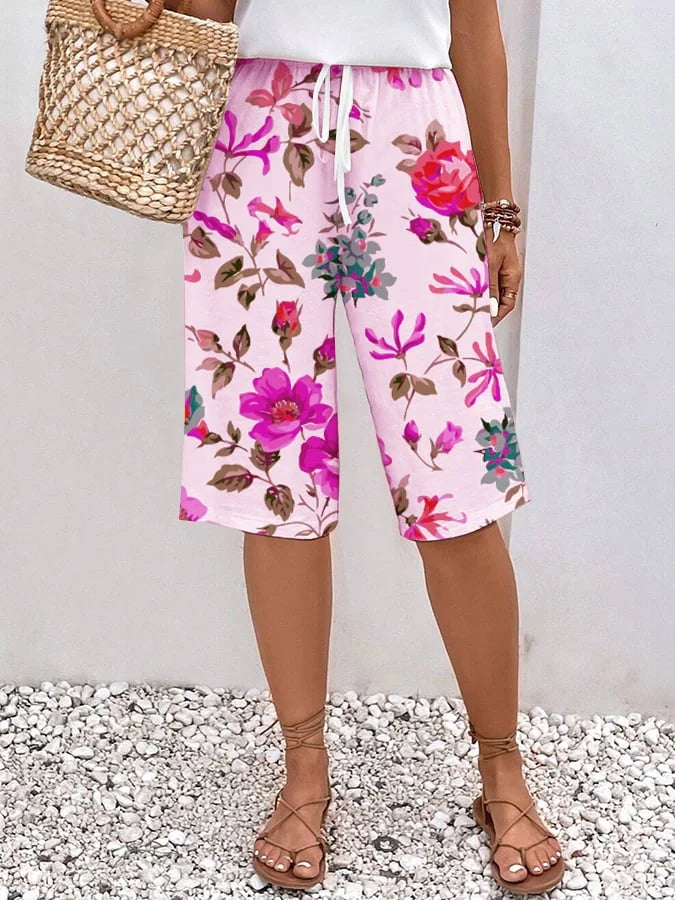 Valencia – luchtige Boho Half Lange Zomer Broek Met Bloemenprint