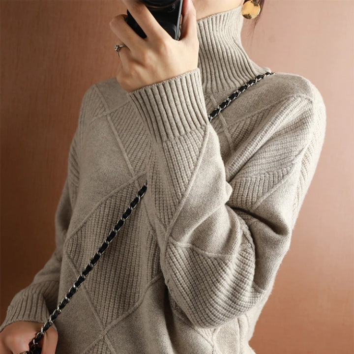 Leonie – oversized dames gebreide trui met rollkraag