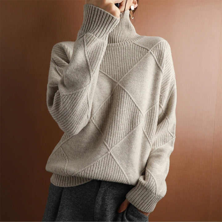 Leonie – oversized dames gebreide trui met rollkraag