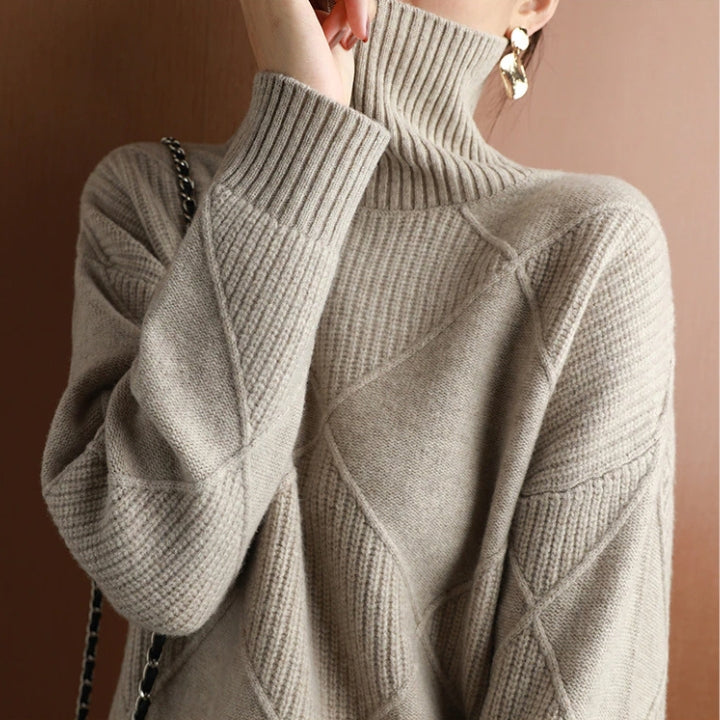 Leonie – oversized dames gebreide trui met rollkraag