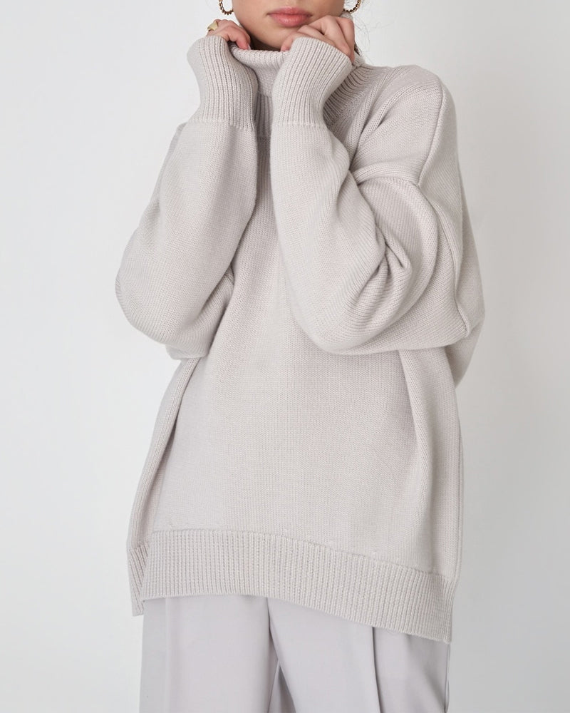 Femke – oversized cotton coltrui met lange mouwen en heuplengte