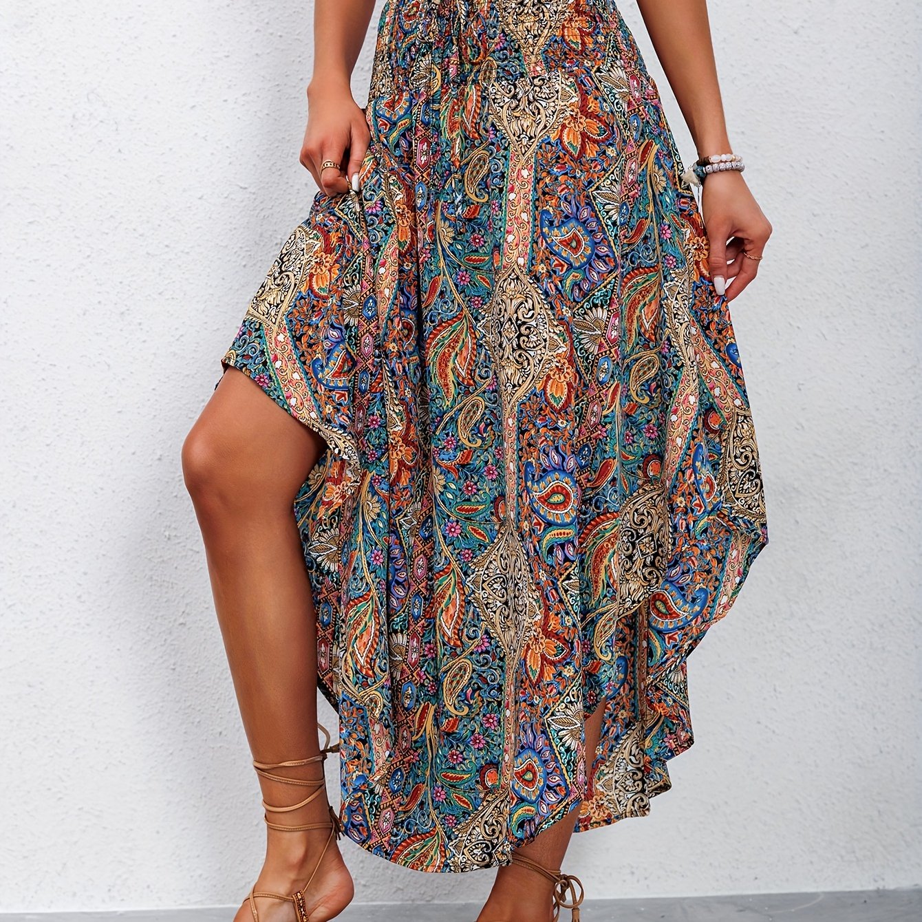 Sera – Hoge taille zomer rok met paisley print en rechte pasvorm