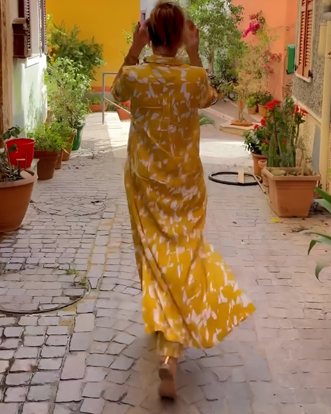 Isabelle – midi-jurk van viscose met plooidetail