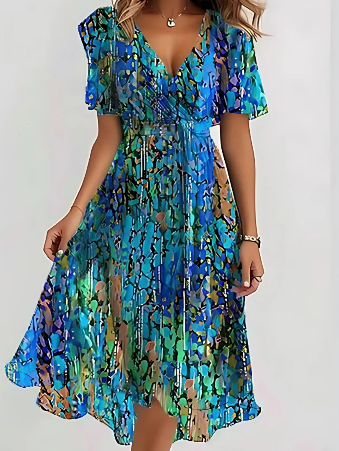 Yara Sunset – Boho zomerse print jurk met vloeiende A-lijn