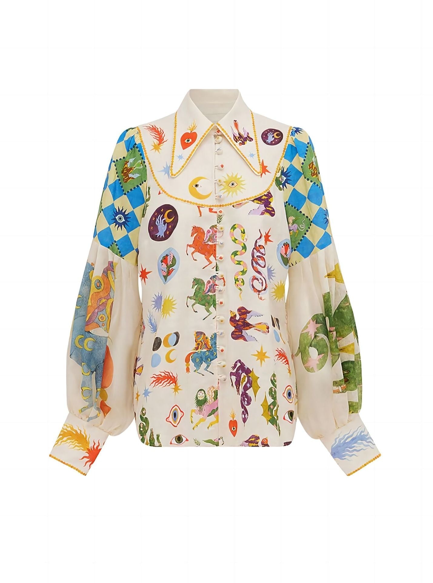 Lucy - Lantern Sleeve Cardigan Shirt