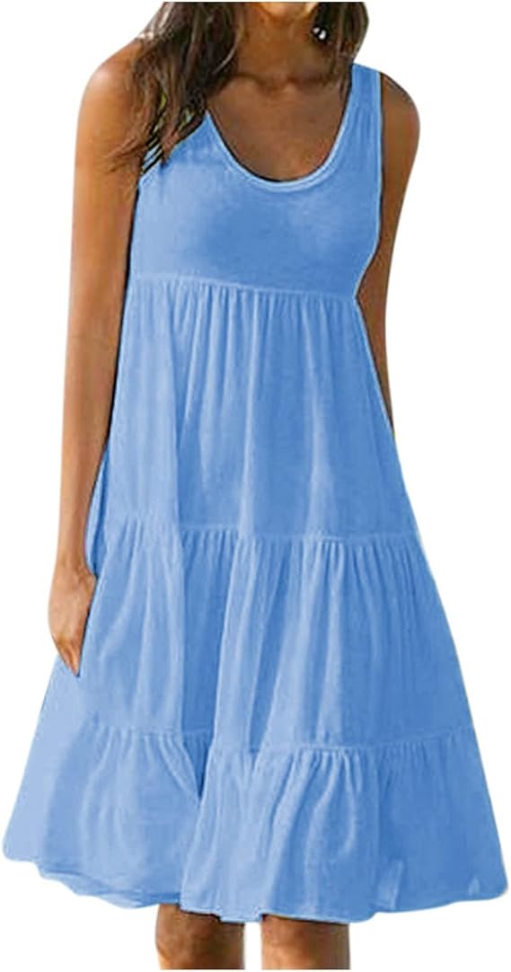 Yara – boho mini-jurk met mouwenloze snit en ruffle zoom