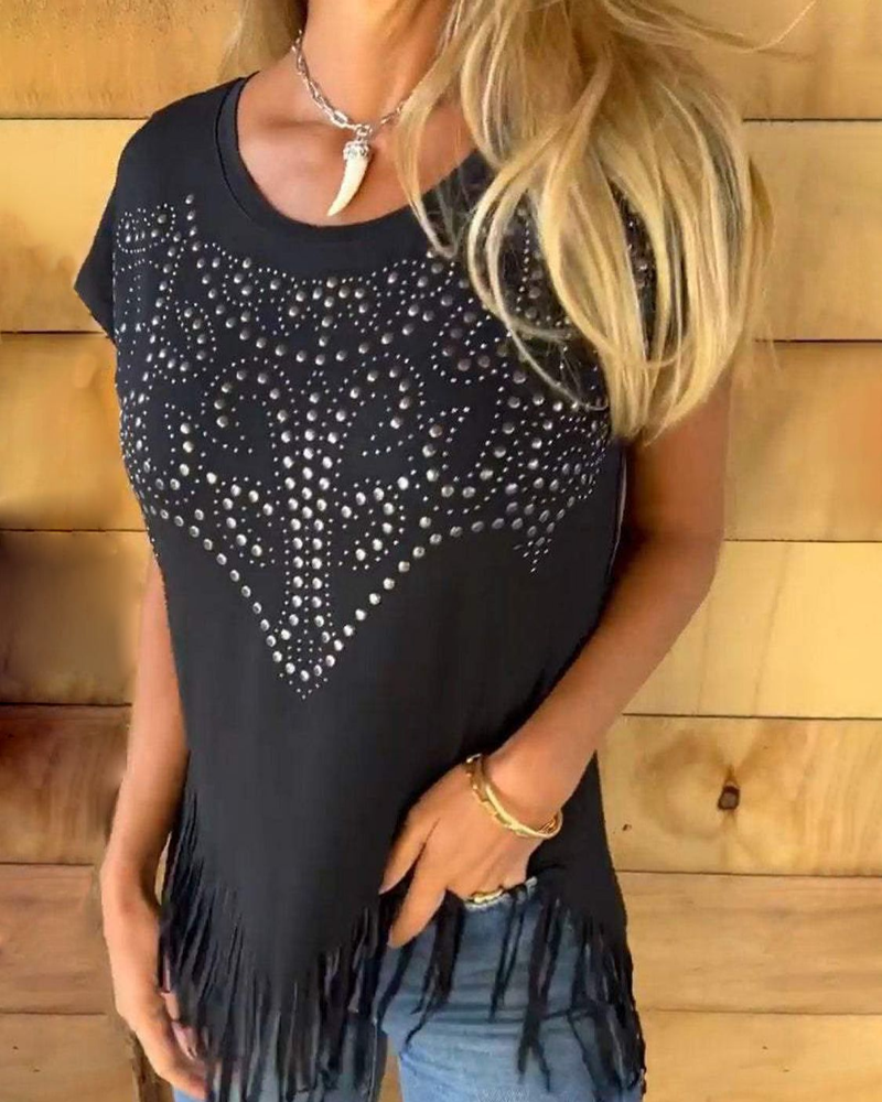 ana – Zacht Stretch T-shirt met Speelse Franjes