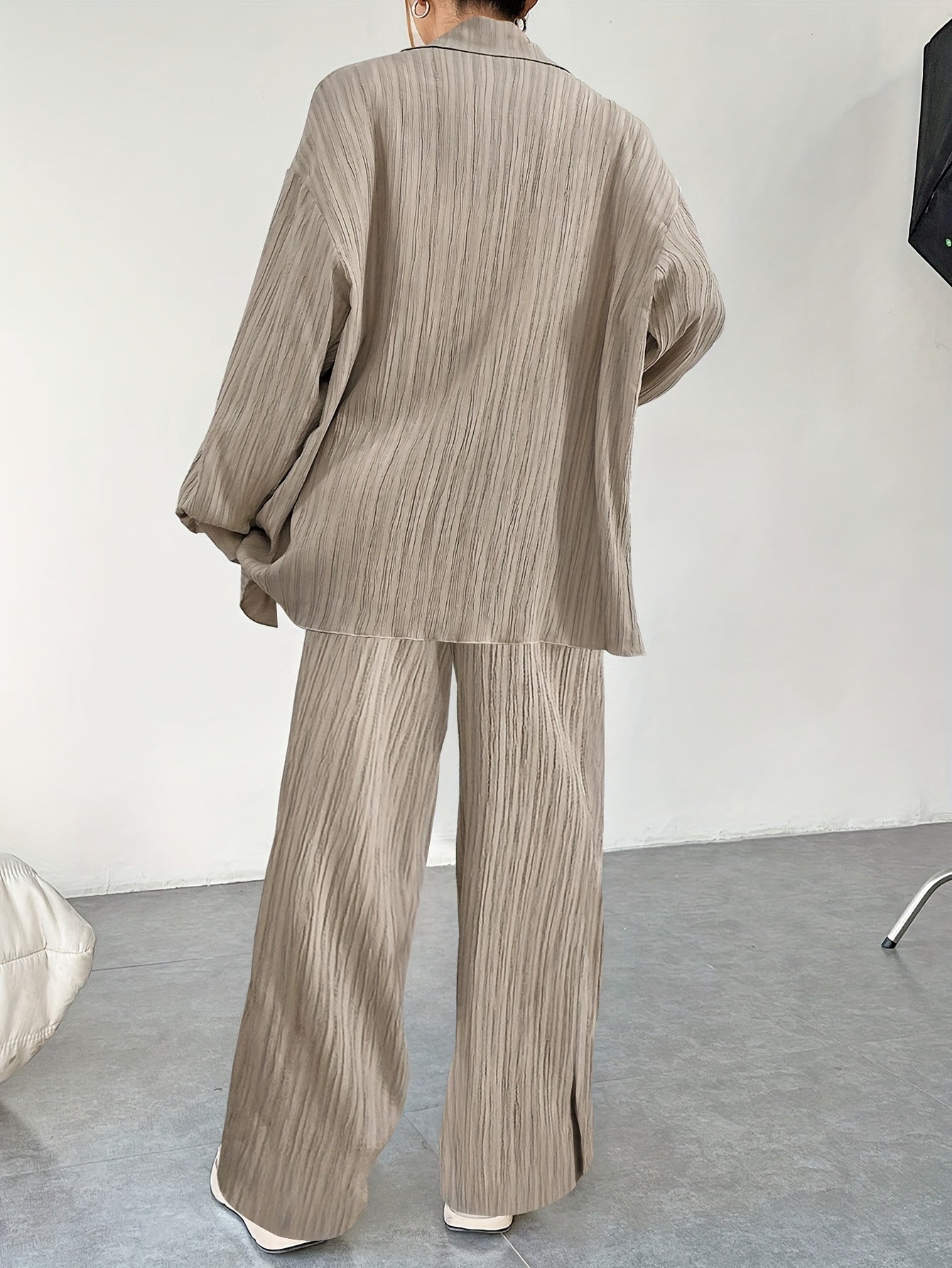 Isabella - Oversized Linnen Zomer Blouse Set Met Wijde Broek