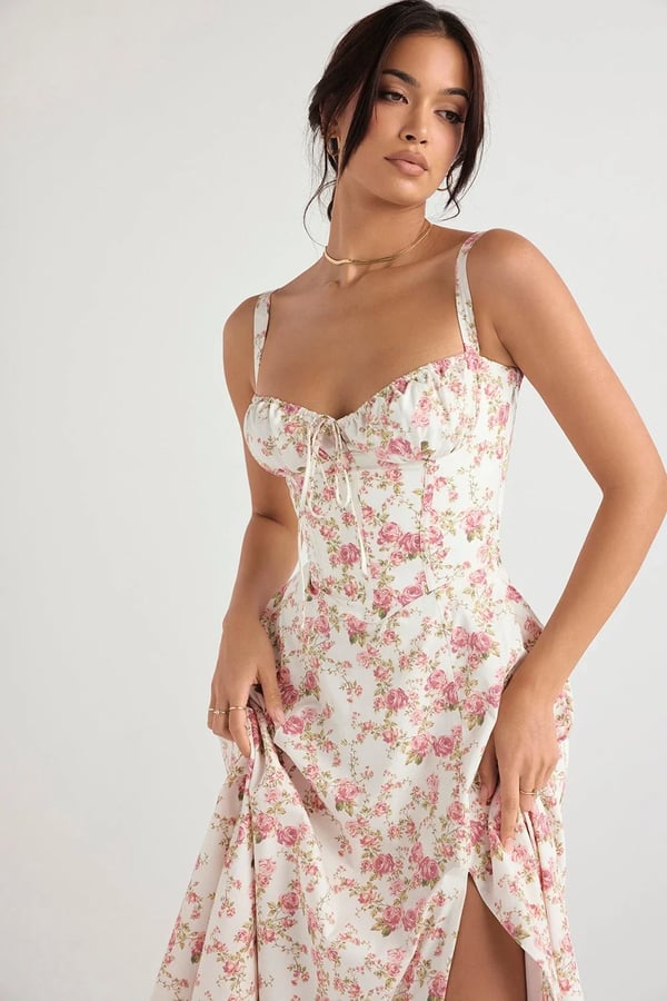 Fiona - Zomerjurk met Bustier Pasvorm en Bloemenprint