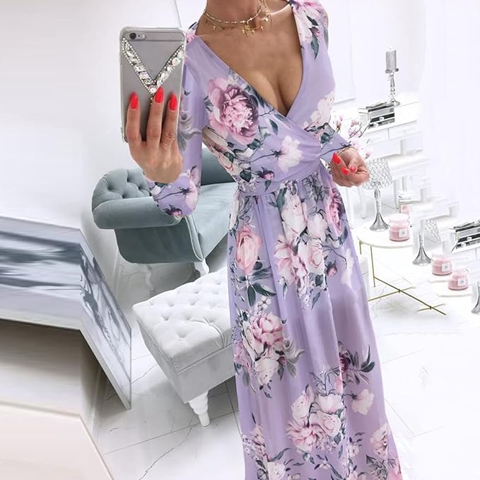 Lorraine – getailleerde Midi-jurk met bloemenprint en V-hals