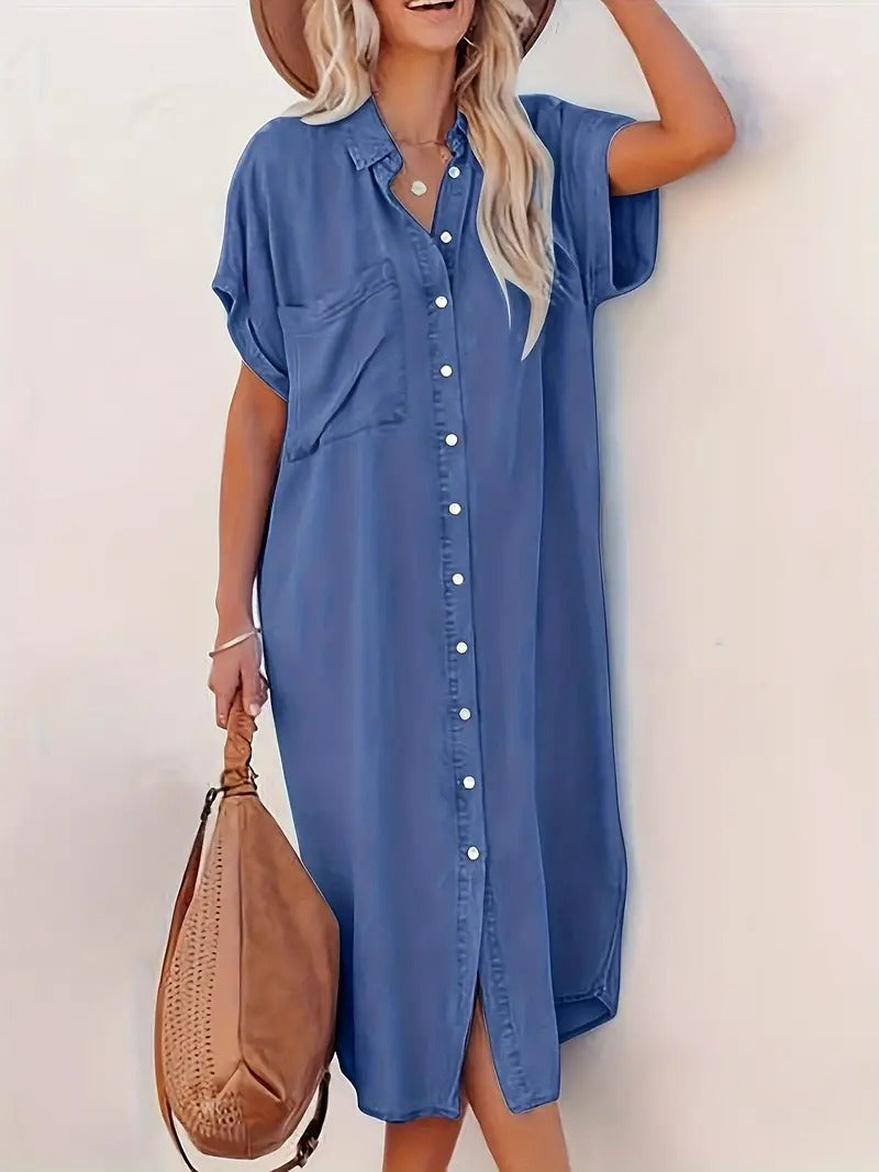 Linde – Casual overhemdjurk van denim met klassieke kraag