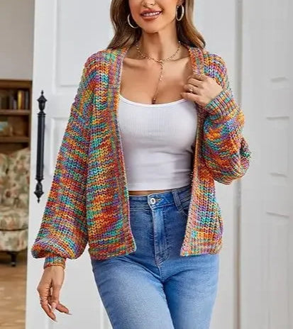 Lola – gebreid cardigan vest met kleurvlakken