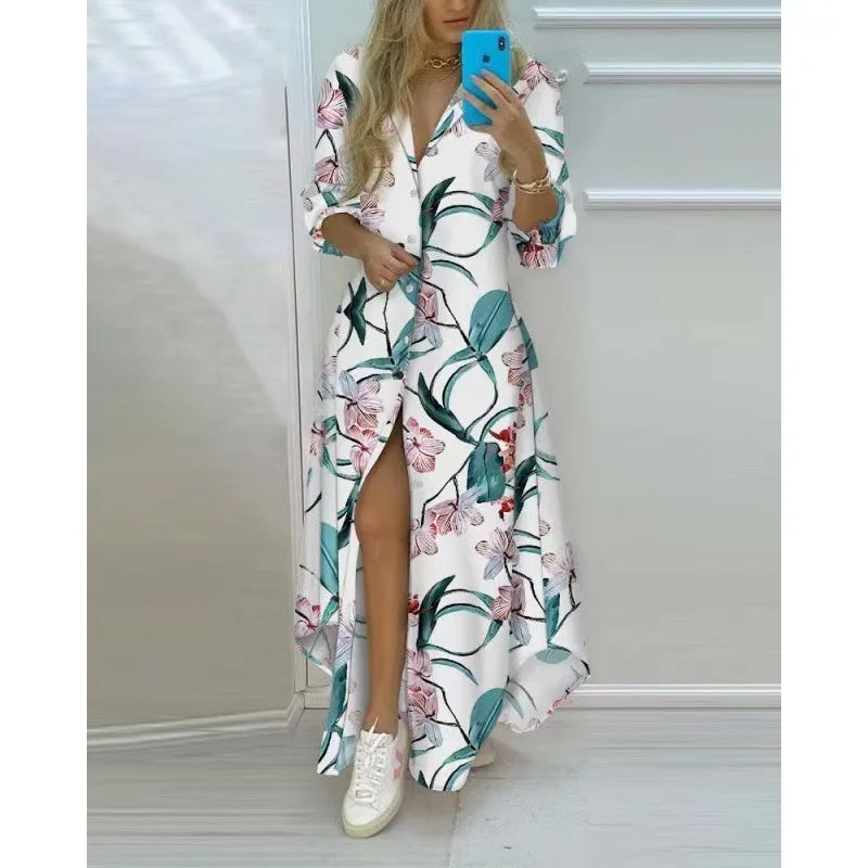 Esmee – Boho print maxi-jurk met lange mouwen