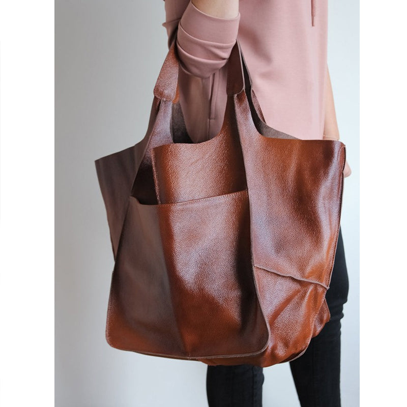 Maya – Oversized Damestas Van Leer Met Dubbele Schouderbanden