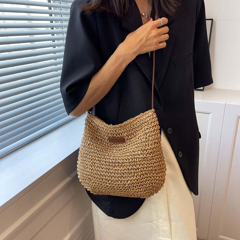 Emma – Gewoven Handtas Met Vegan Leren Band