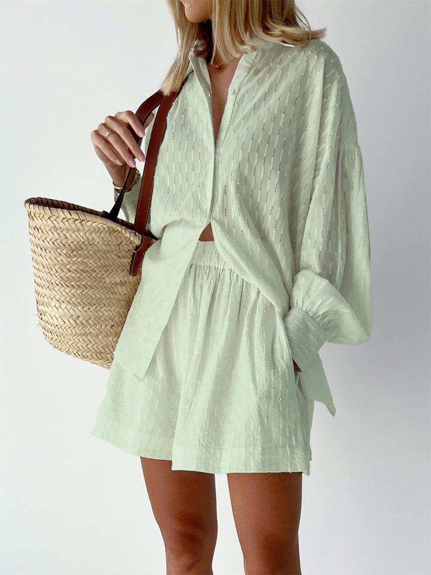 Isla – Katoenen Zomer Set Met Button-up Shirt & Relaxed Shorts