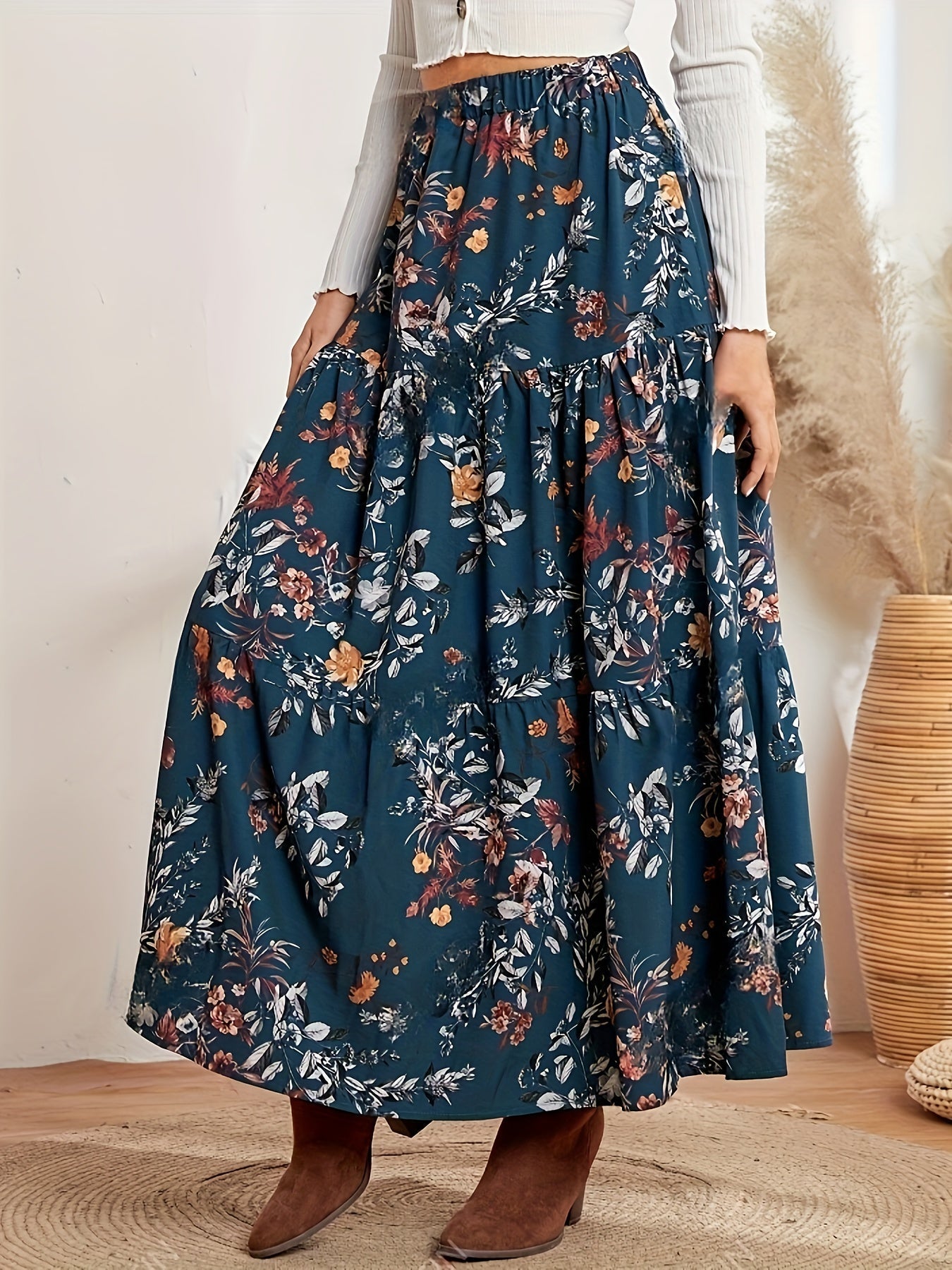 Luna – Maxi-rok van katoenmix met bloemenprint