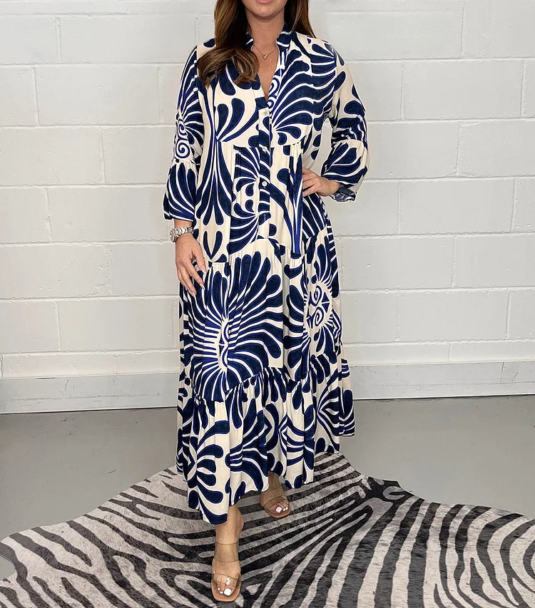 Soleil – Maxi-jurk met print en kimono-mouwen