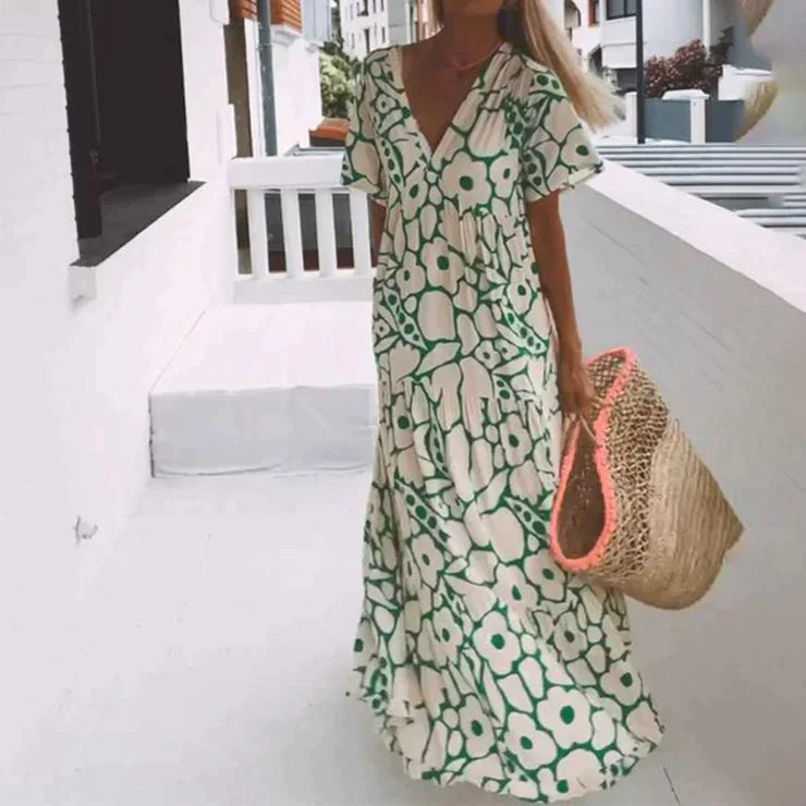 Althea – Luchtige Maxi-jurk met korte mouwen