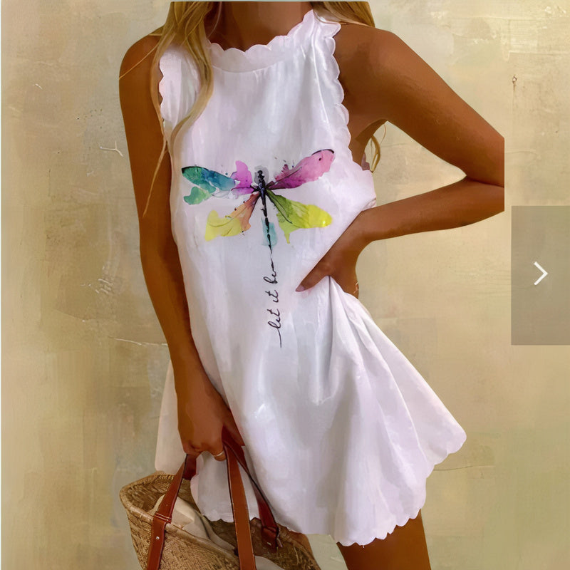 Aiko – Katoenen Zomer Mini Jurk Met Ronde Hals