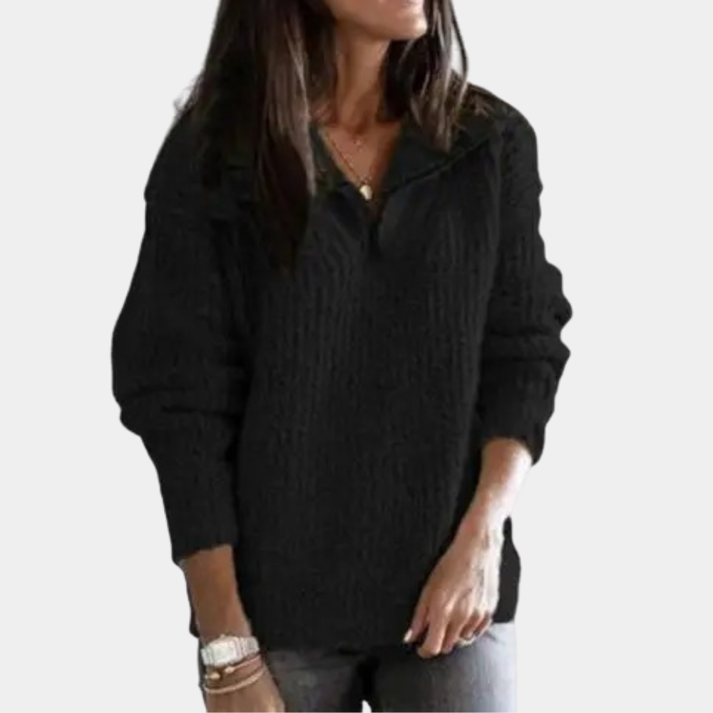 Adrianna – chique gebreide trui met halve rits