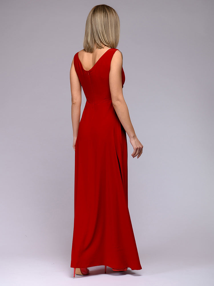 Alicia – V-hals Maxi-jurk Met Subtiele Split En Accentuerende Tailleband
