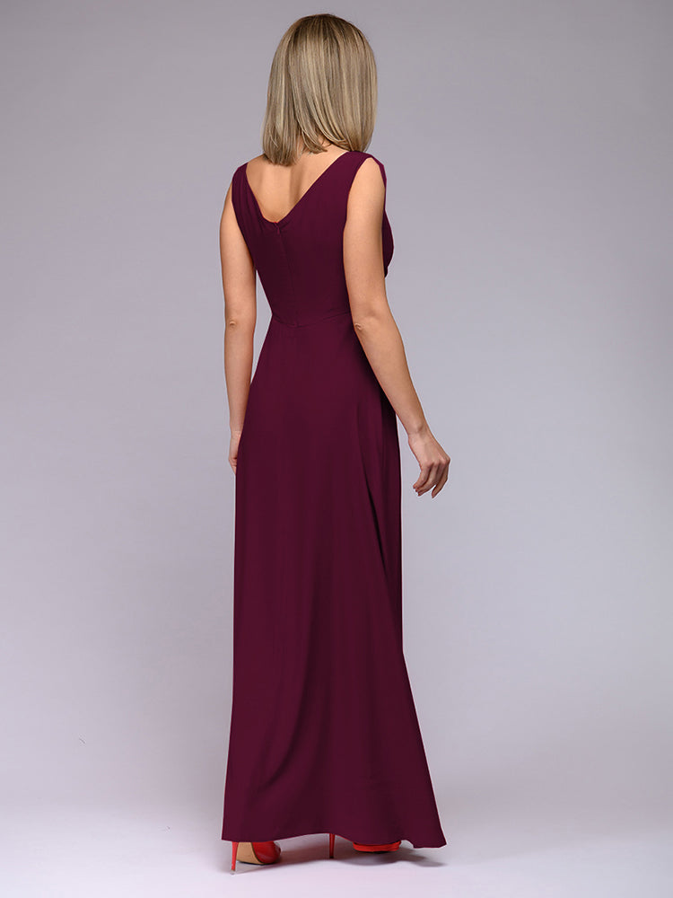Alicia – V-hals Maxi-jurk Met Subtiele Split En Accentuerende Tailleband