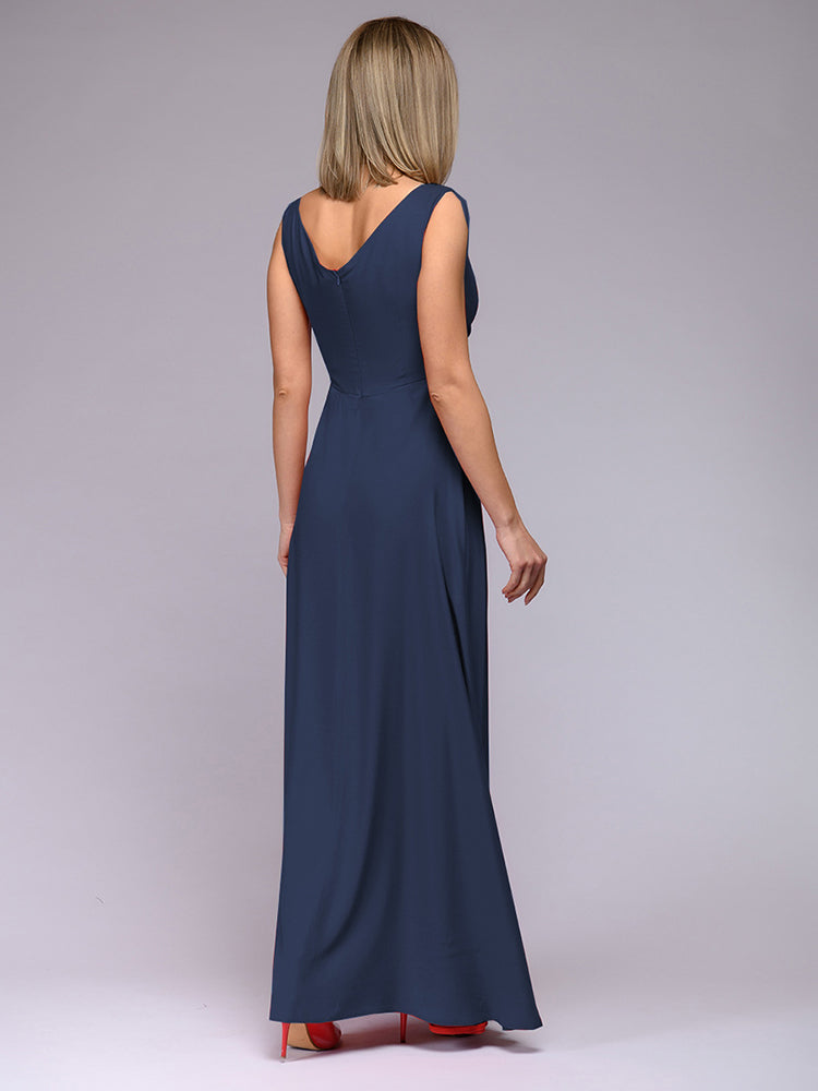Alicia – V-hals Maxi-jurk Met Subtiele Split En Accentuerende Tailleband