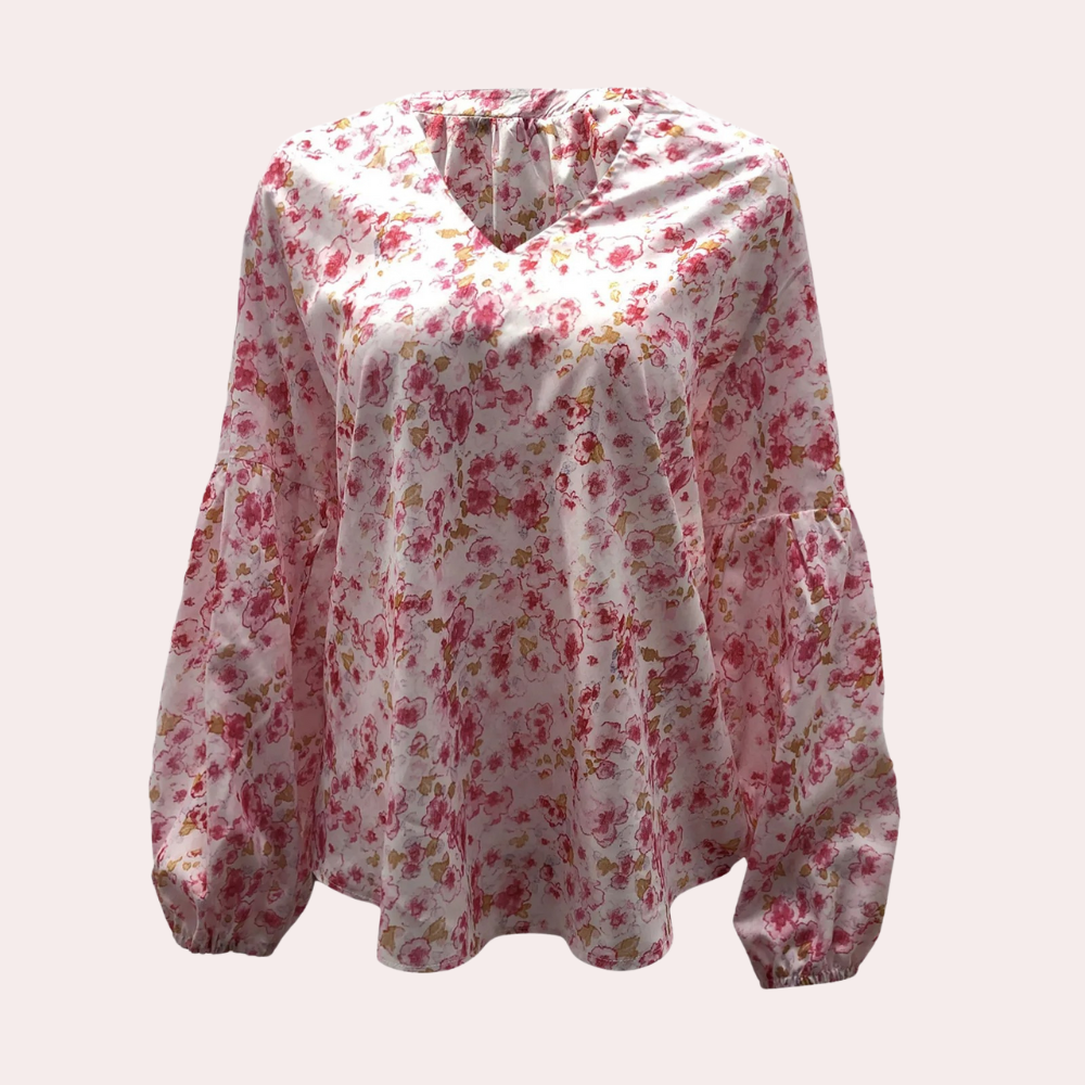 Amya – Luchtige bloemenprint zomerblouse met lange mouwen