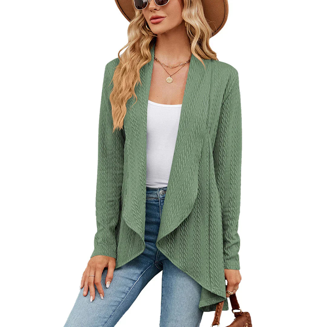Lina – heuplang cardigan-vest in zachte knit zonder sluiting
