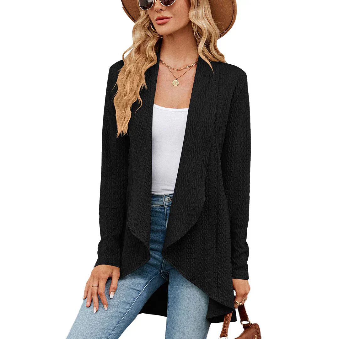 Lina – heuplang cardigan-vest in zachte knit zonder sluiting