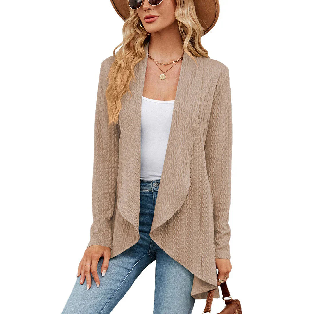 Lina – heuplang cardigan-vest in zachte knit zonder sluiting
