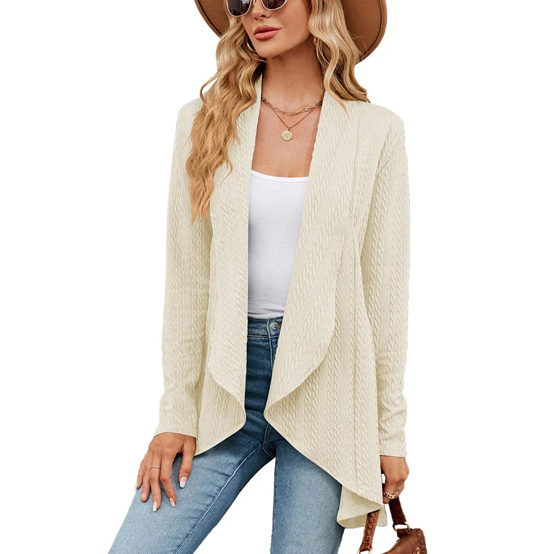 Lina – heuplang cardigan-vest in zachte knit zonder sluiting