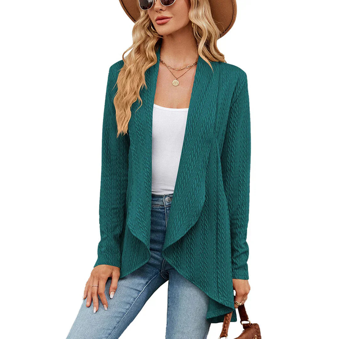 Lina – heuplang cardigan-vest in zachte knit zonder sluiting
