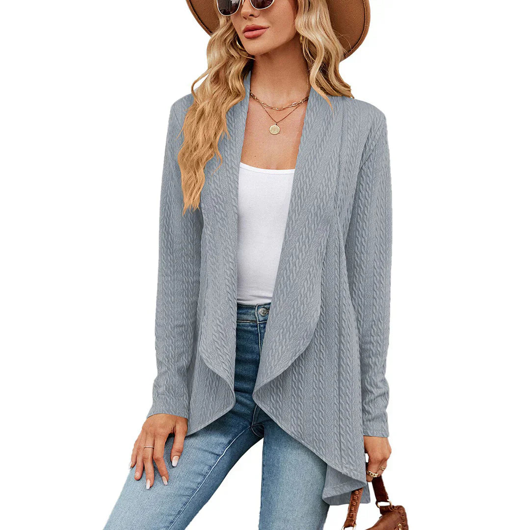 Lina – heuplang cardigan-vest in zachte knit zonder sluiting