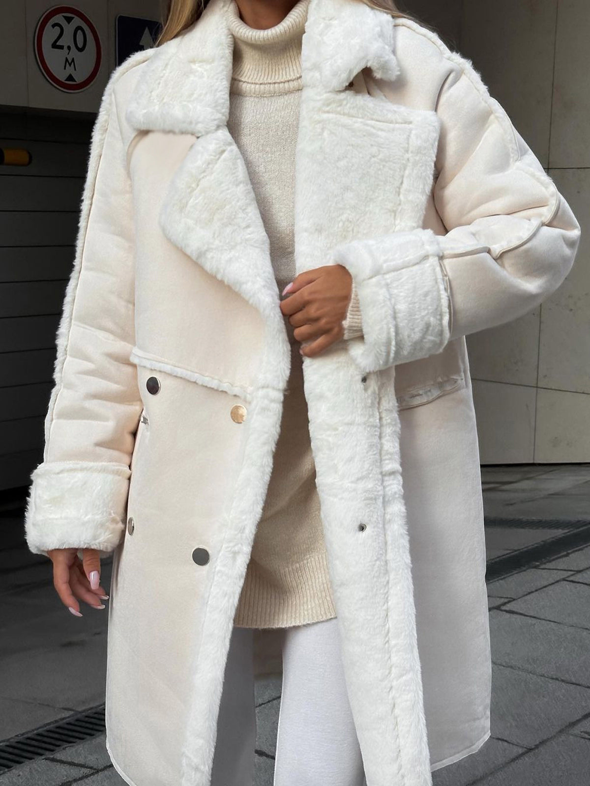 Lise – lange fleece trenchcoat met rits
