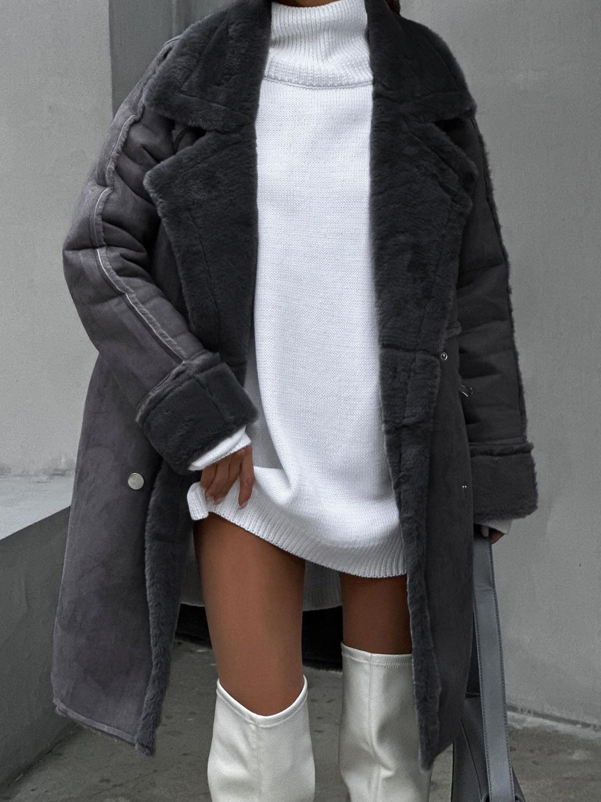Lise – lange fleece trenchcoat met rits