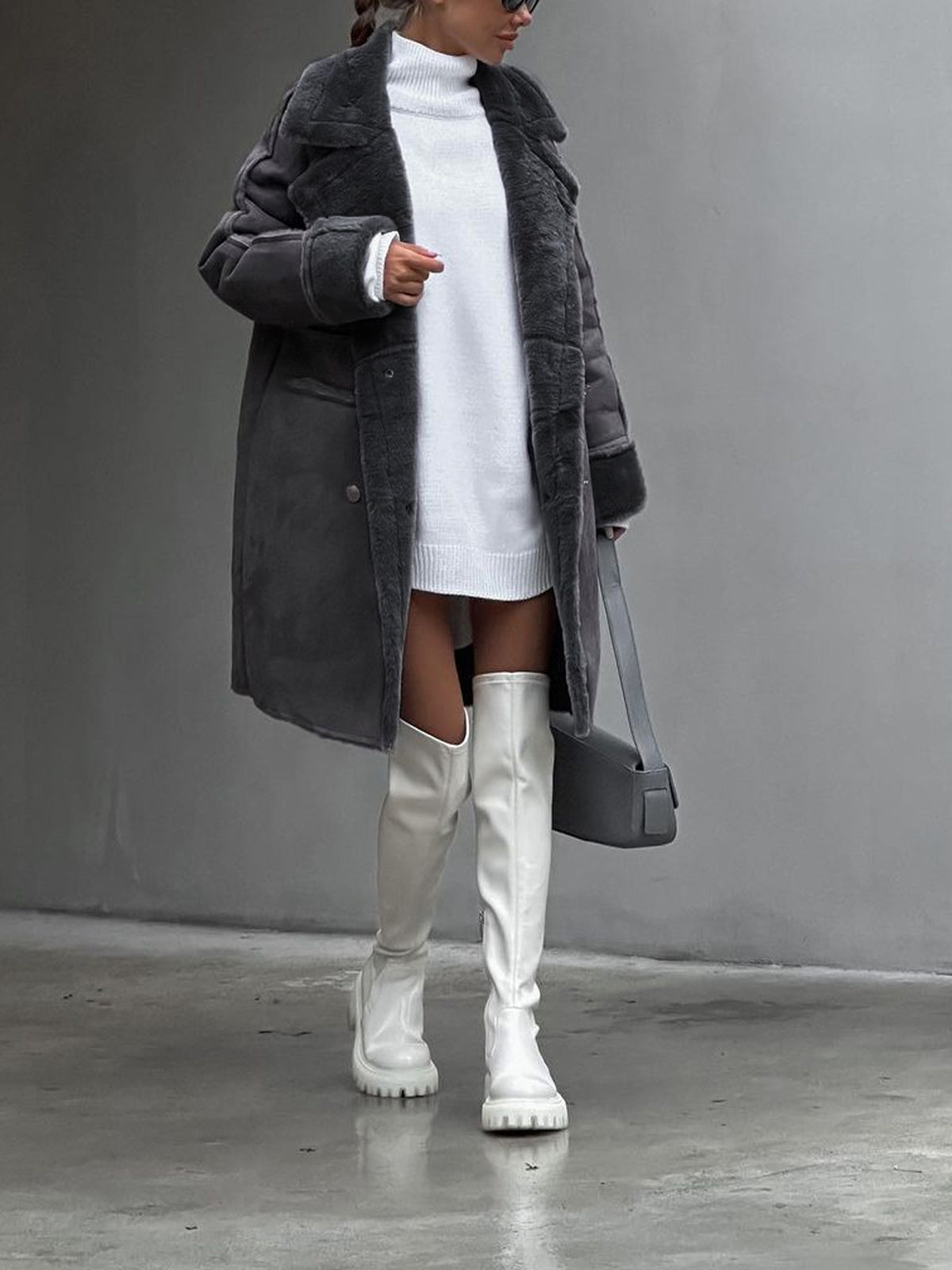 Lise – lange fleece trenchcoat met rits