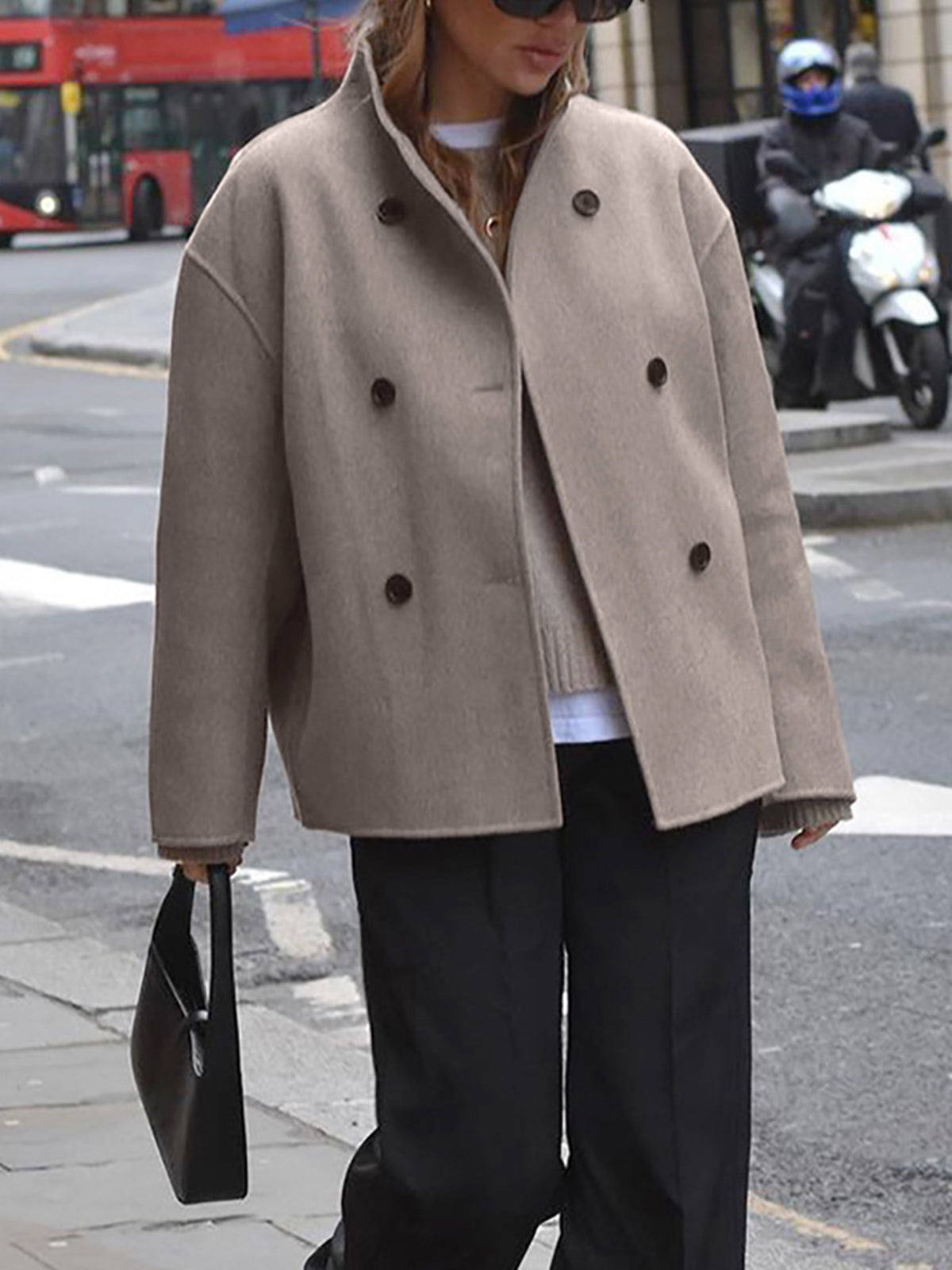 Sable – oversized double-breasted jas van zachte wolmix