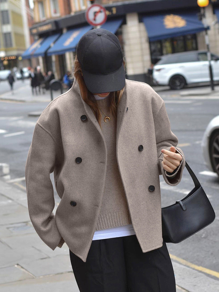 Sable – oversized double-breasted jas van zachte wolmix