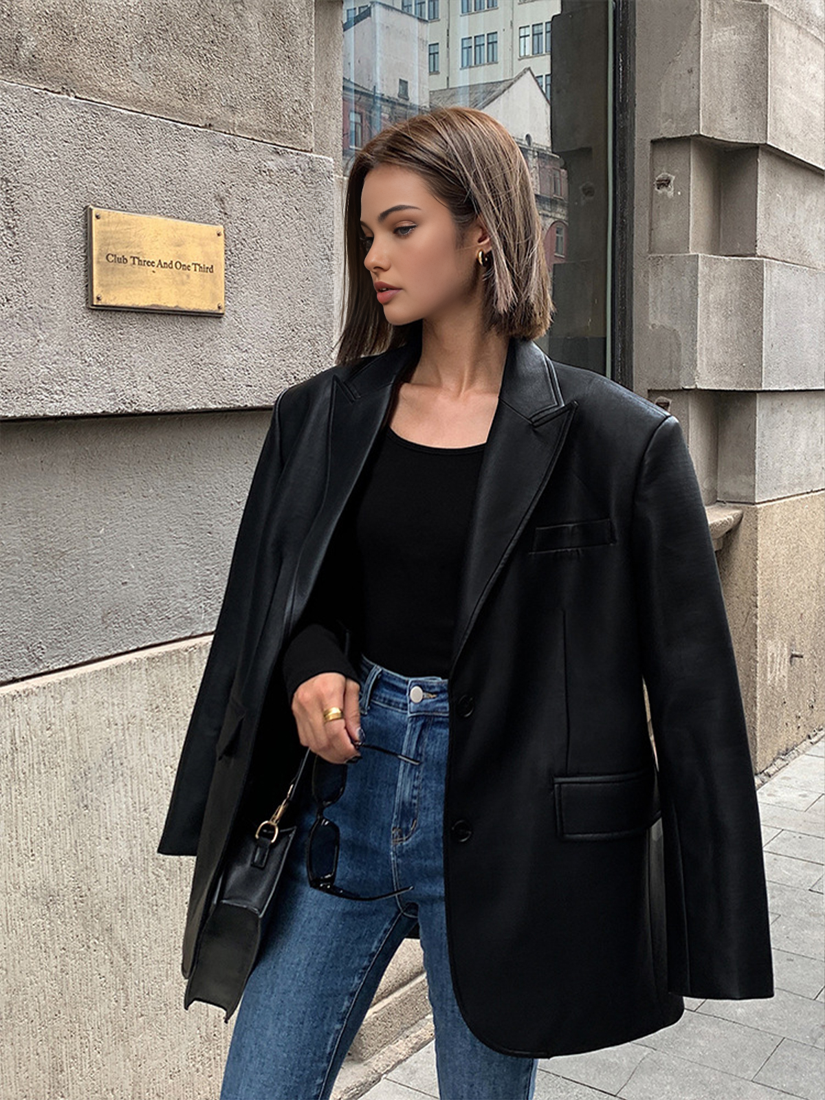 Lydia - Oversized Faux leren Blazer