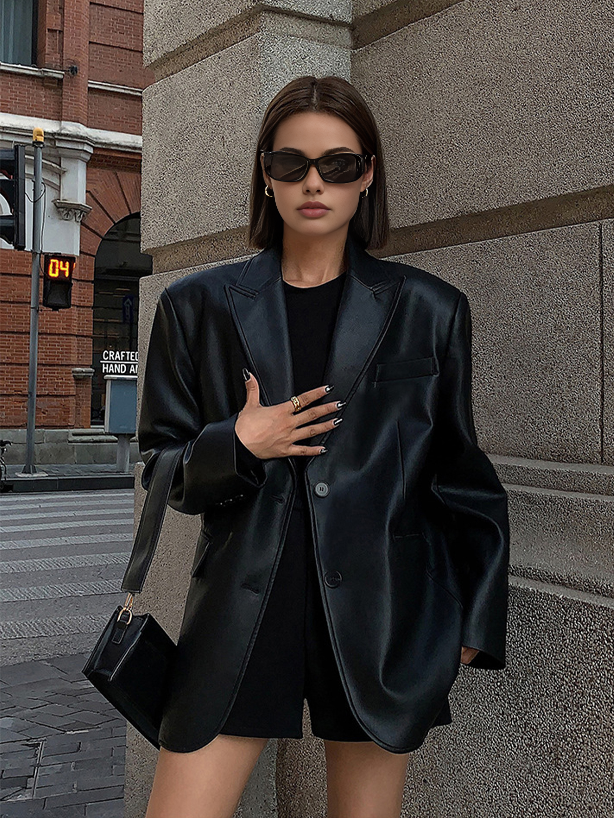 Lydia - Oversized Faux leren Blazer