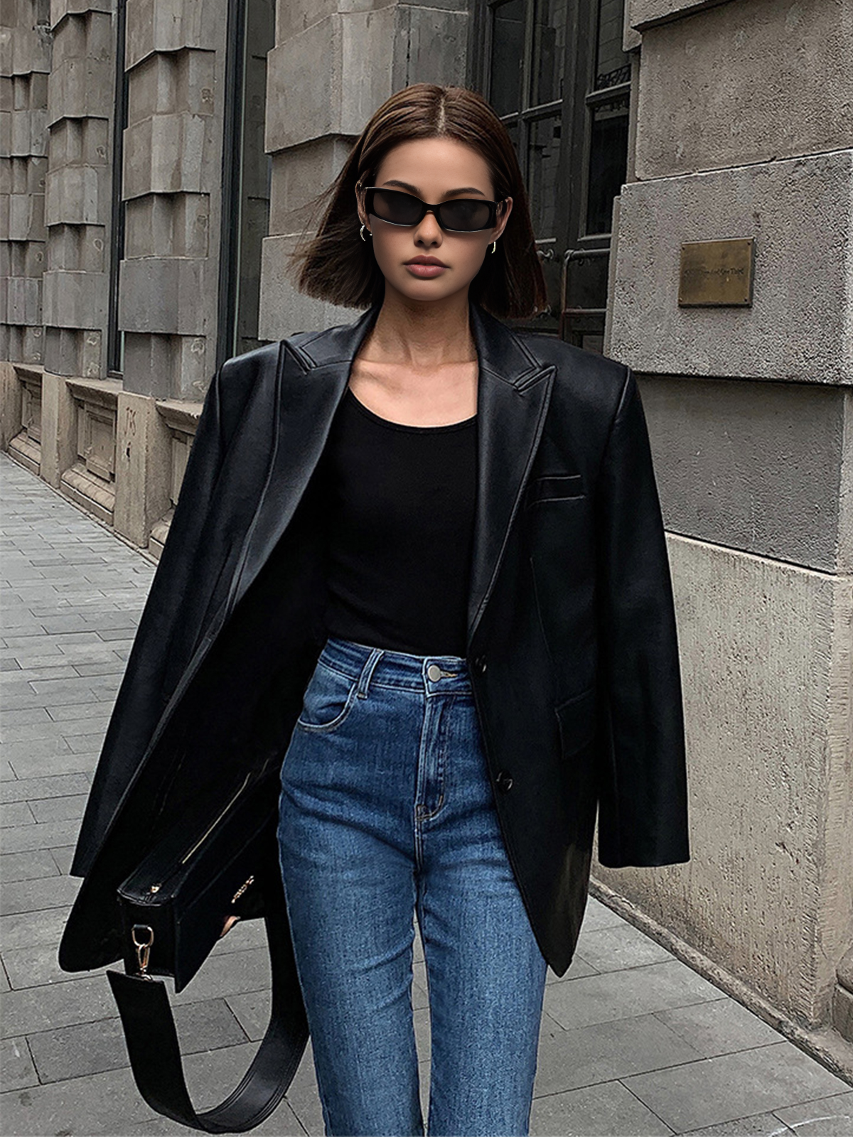 Lydia - Oversized Faux leren Blazer
