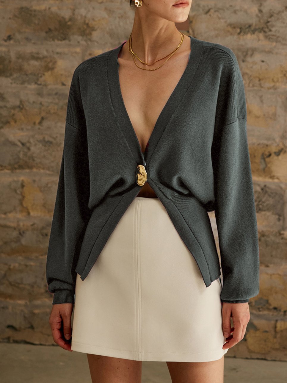 Chiara - Luxe Cardigan met Gouden Knoopjes