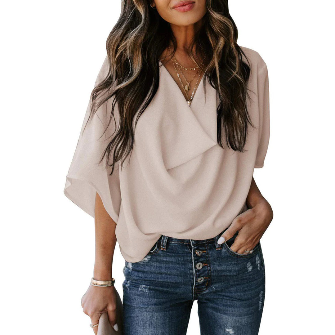 Nellie – Zomer Gedrapeerde Blouse
